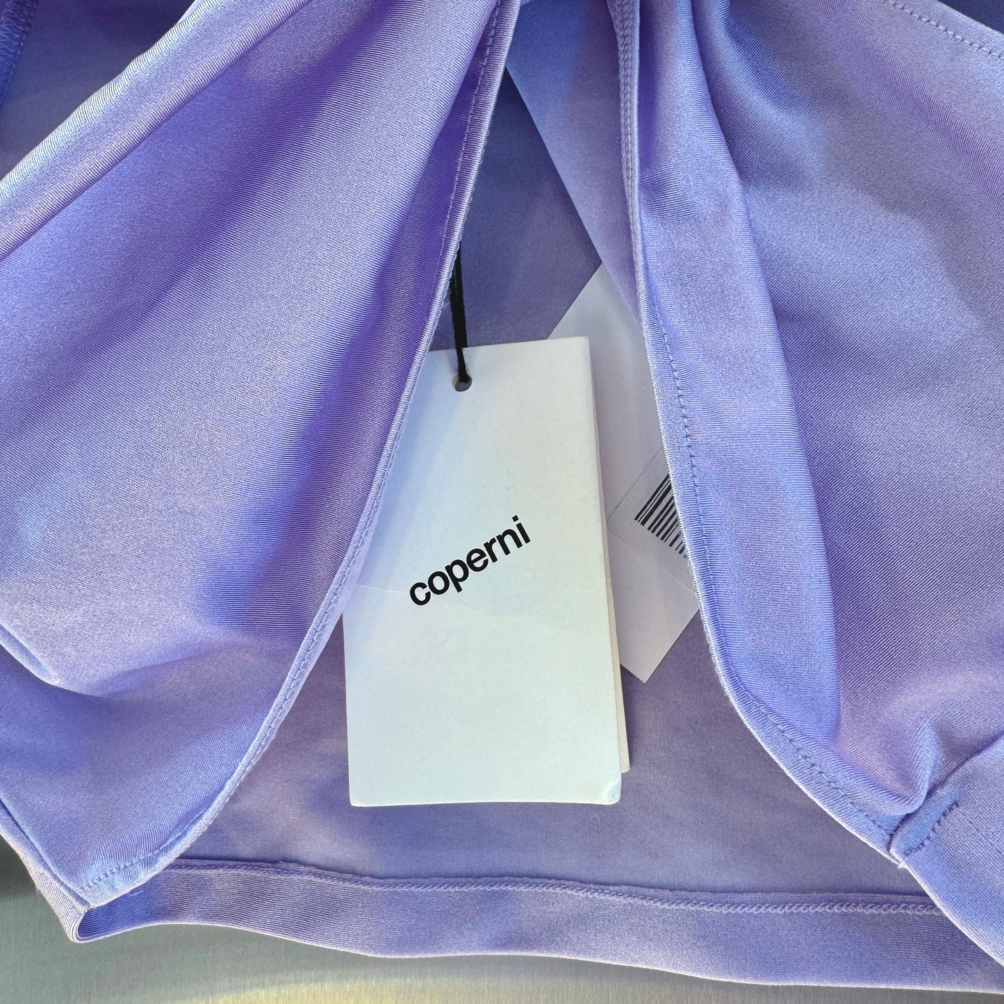 Coperni Lilac Light Purple Twist Cutout Cropped Draped Top Long Sleeve Crop
