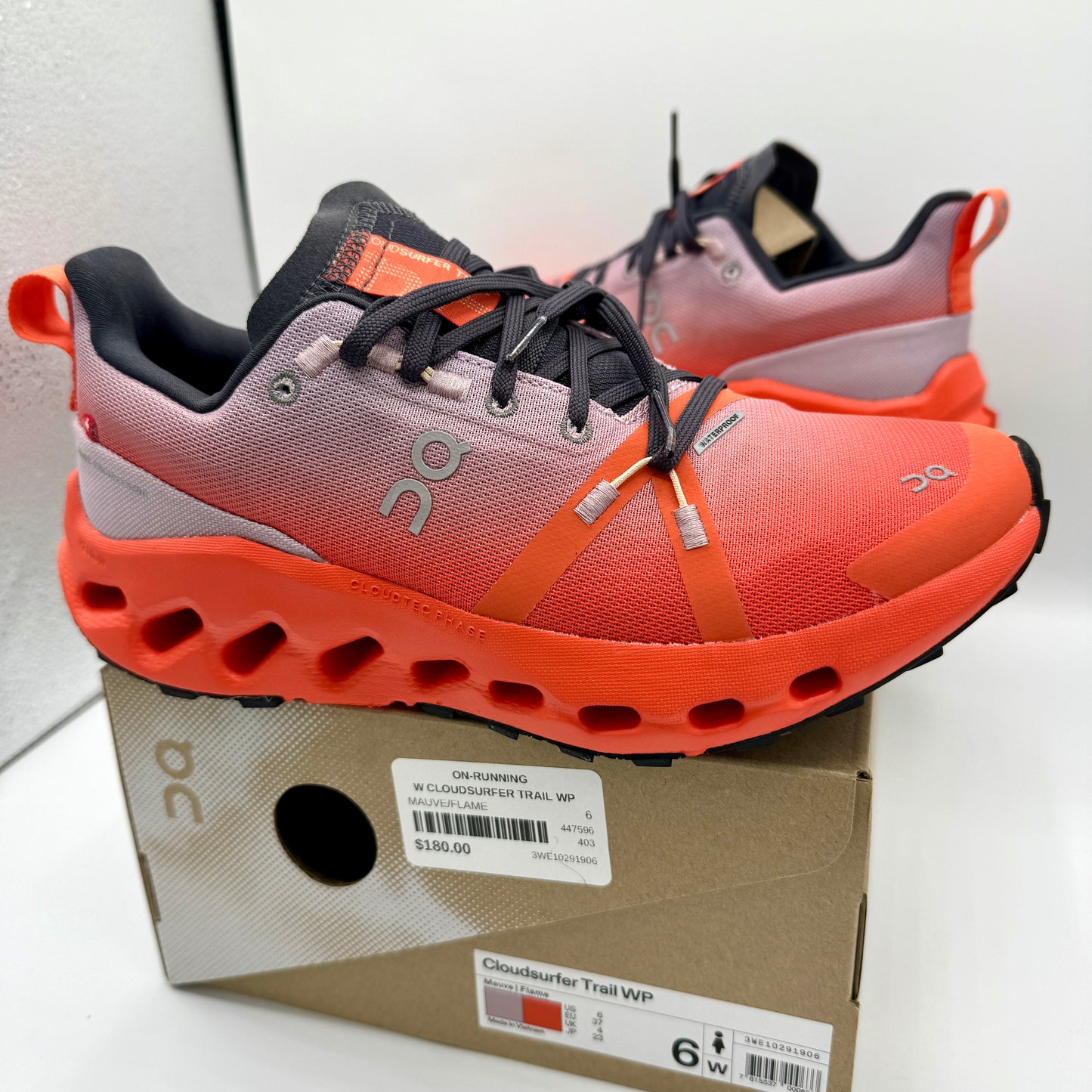On Running Cloudsurfer Trail WP Waterproof Women’s Shoes Orange Grey Black
