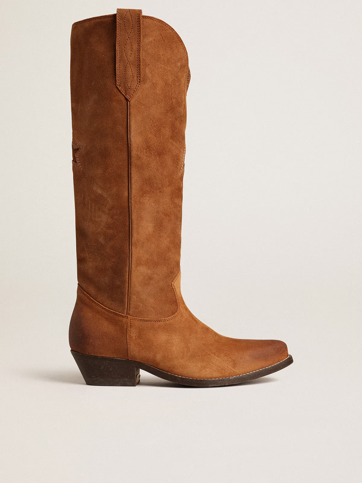 Golden Goose Wish Star Suede Leather Boots in Cognac Brown