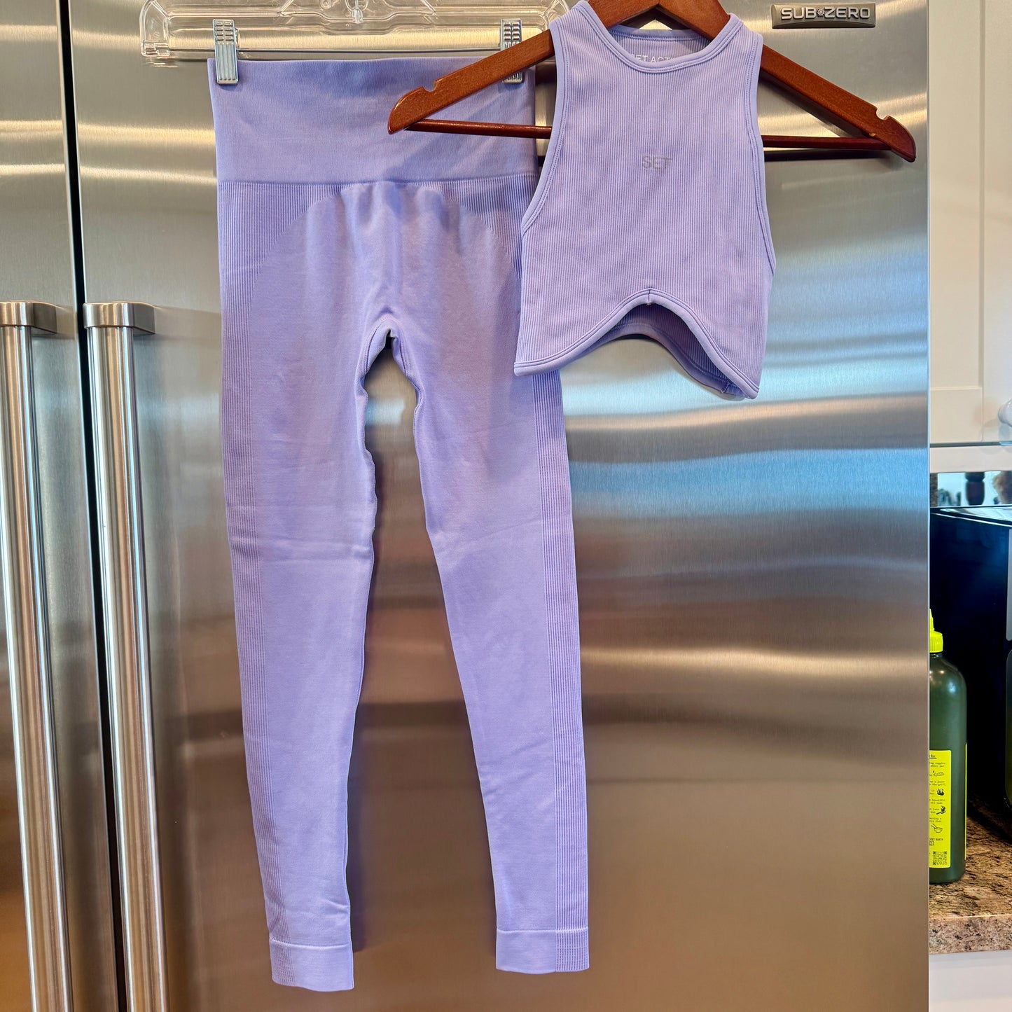 SET Active Matching Set in Lilac Purple - Sculptflex Power Angle Bra and Power Leggings in Lily