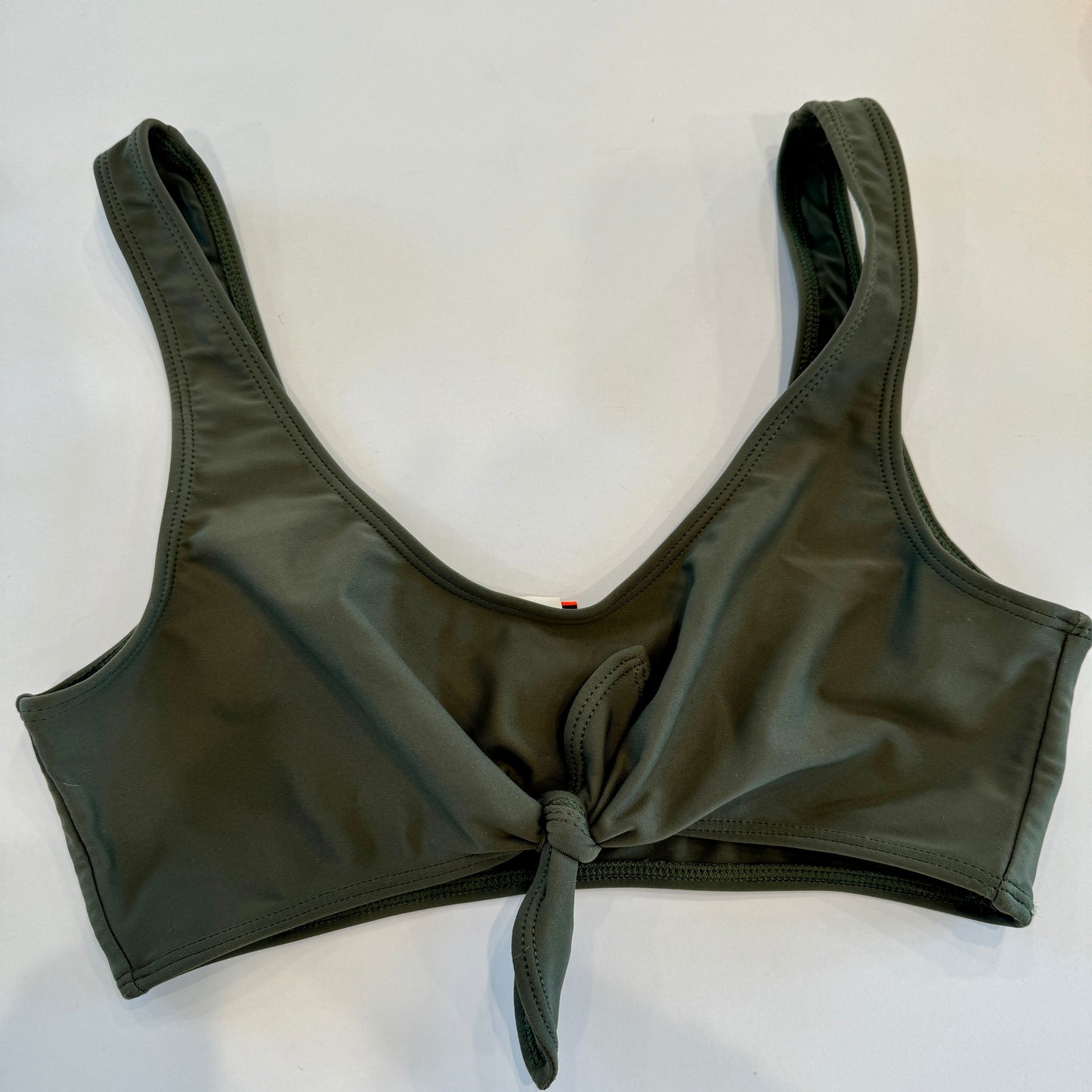 Lolli X Free People Collab Swim Top Olive Army Green Tie Front Bikini Like New Pre-Owned