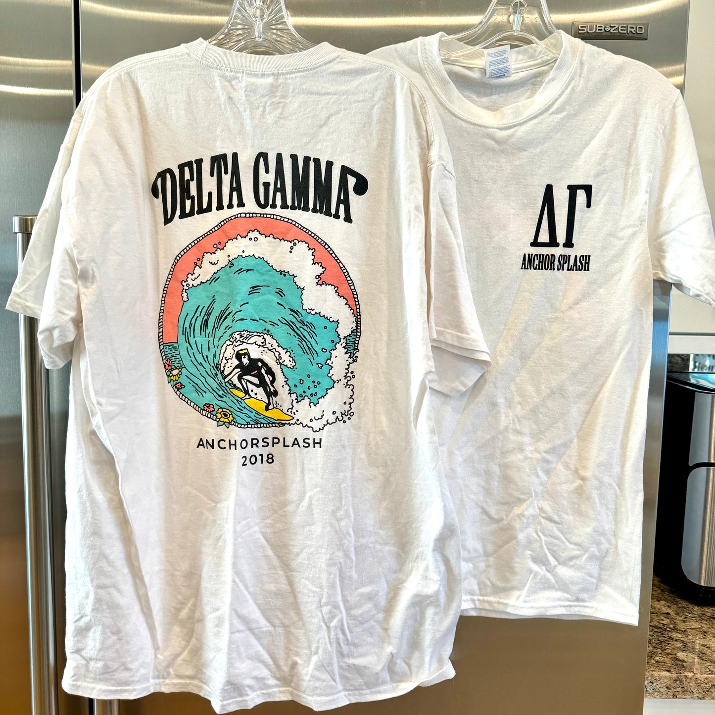 Delta Gamma BUNDLE 2 Shirts Anchor Like NEW Anchorsplash Sorority T White