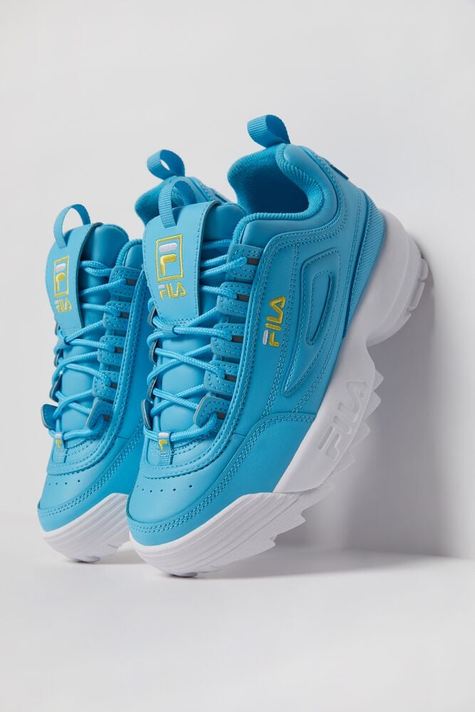 Fila Disruptor 2 Premium— blue with yellow - Women’s platform sneakers