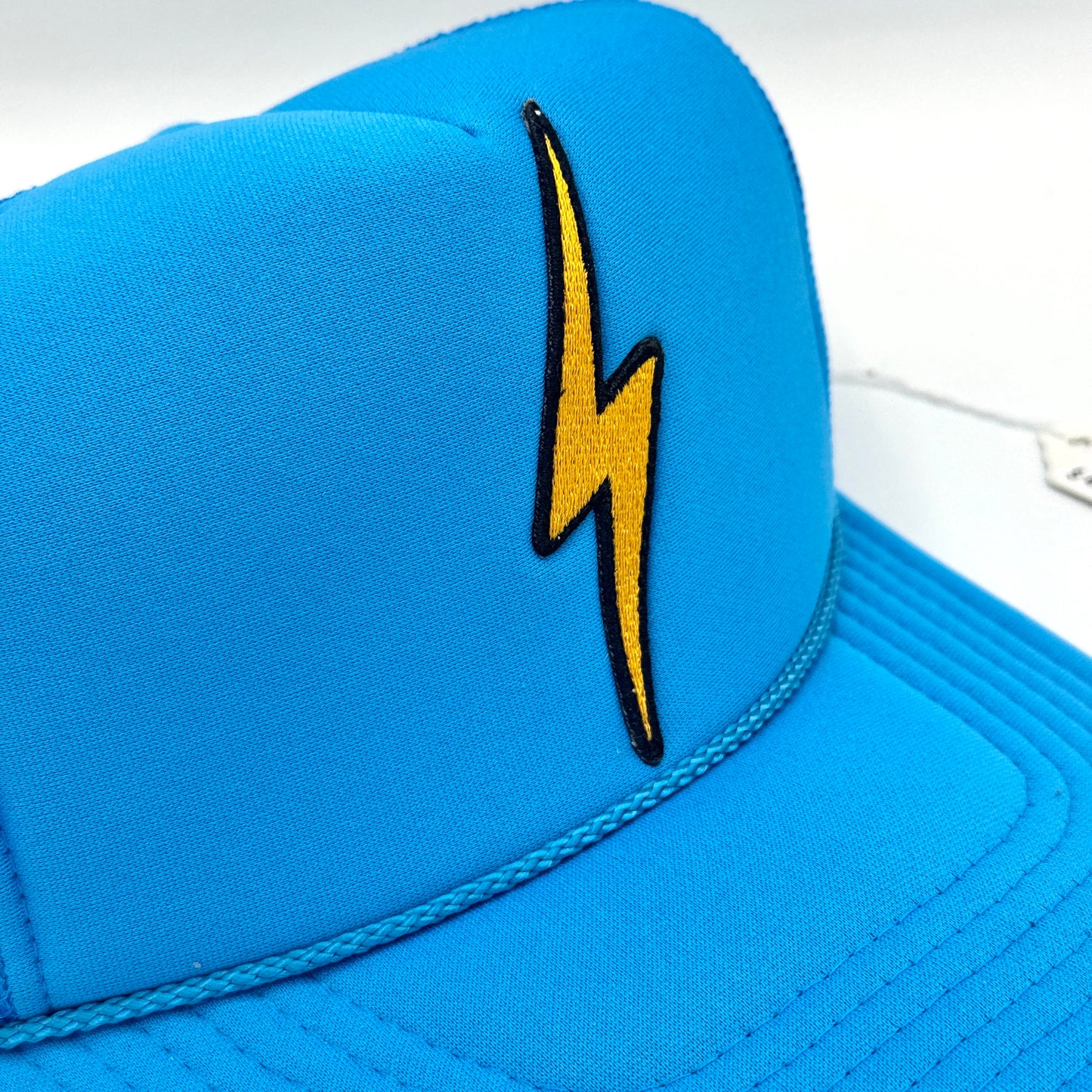 Aviator Nation Trucker Bolt Hat Neon Blue embroidered lightning patch cap