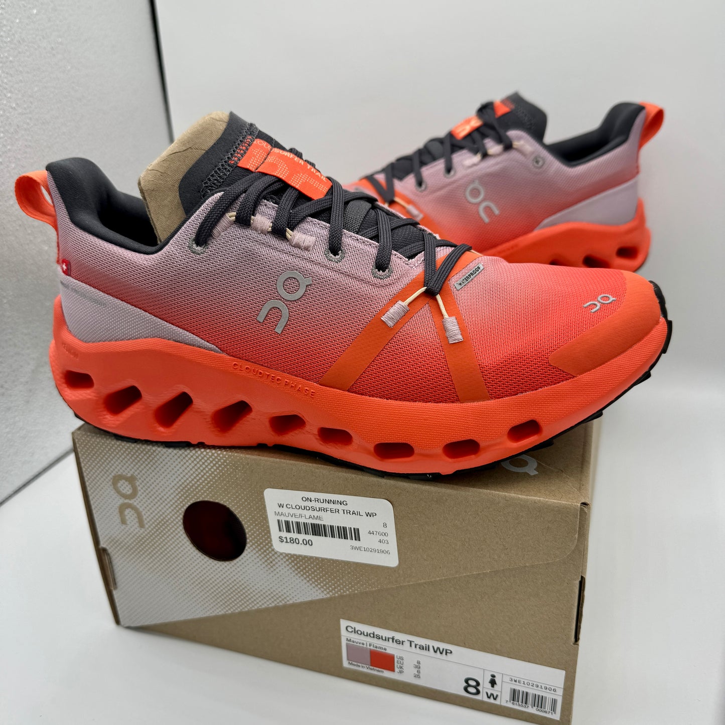 On Running Cloudsurfer Trail WP Waterproof Women’s Shoes Orange Grey Black