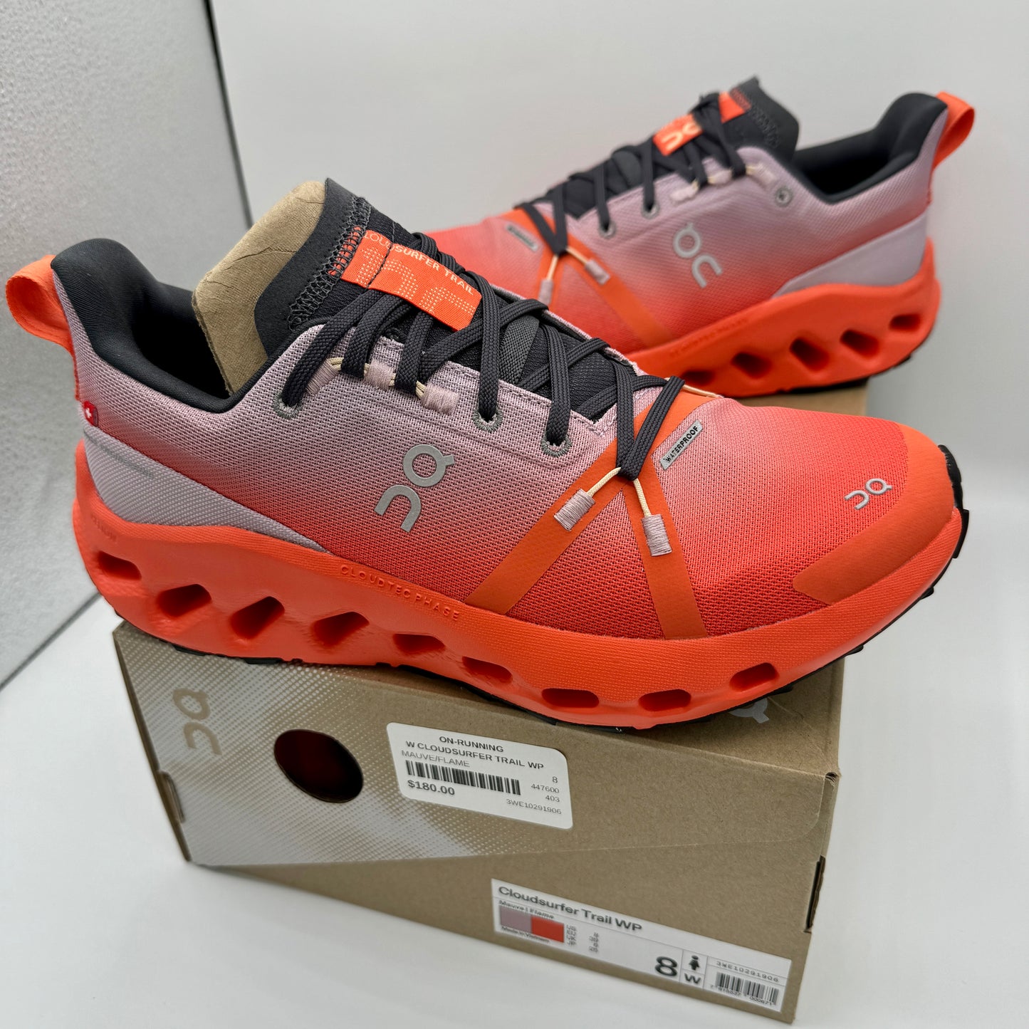 On Running Cloudsurfer Trail WP Waterproof Women’s Shoes Orange Grey Black