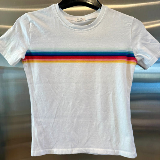 John Galt Rainbow Stripe Short Sleeve Cropped T Shirt Brandy Melville crop top Pre-Owned