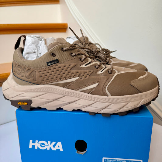 Hoka Anacapa Low GTX Hiking Shoes in Dune Oxford Tan Brown Gore Tex Boots