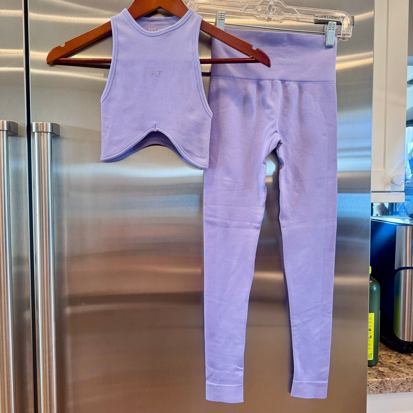 SET Active Matching Set in Lilac Purple - Sculptflex Power Angle Bra and Power Leggings in Lily