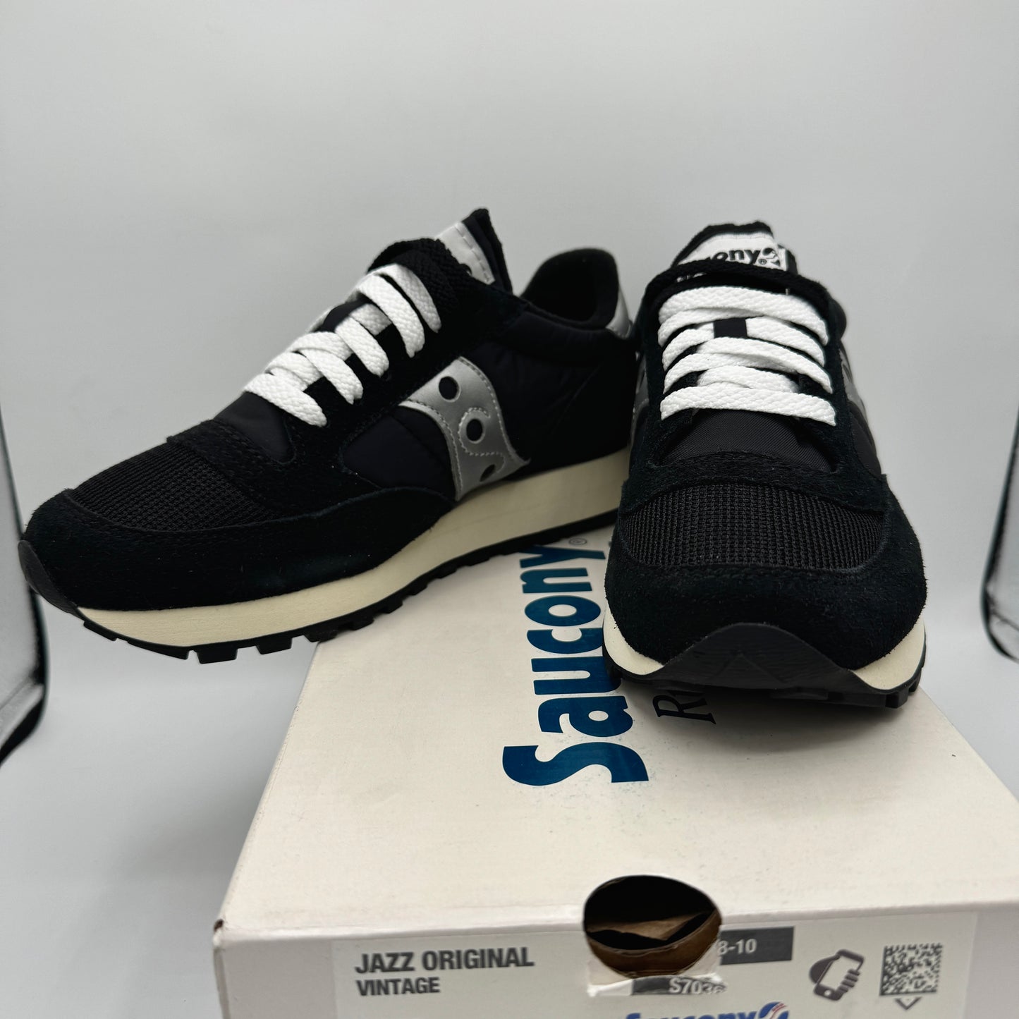 Saucony Jazz Vintage Classic Sneakers Black White Silver Original Runners