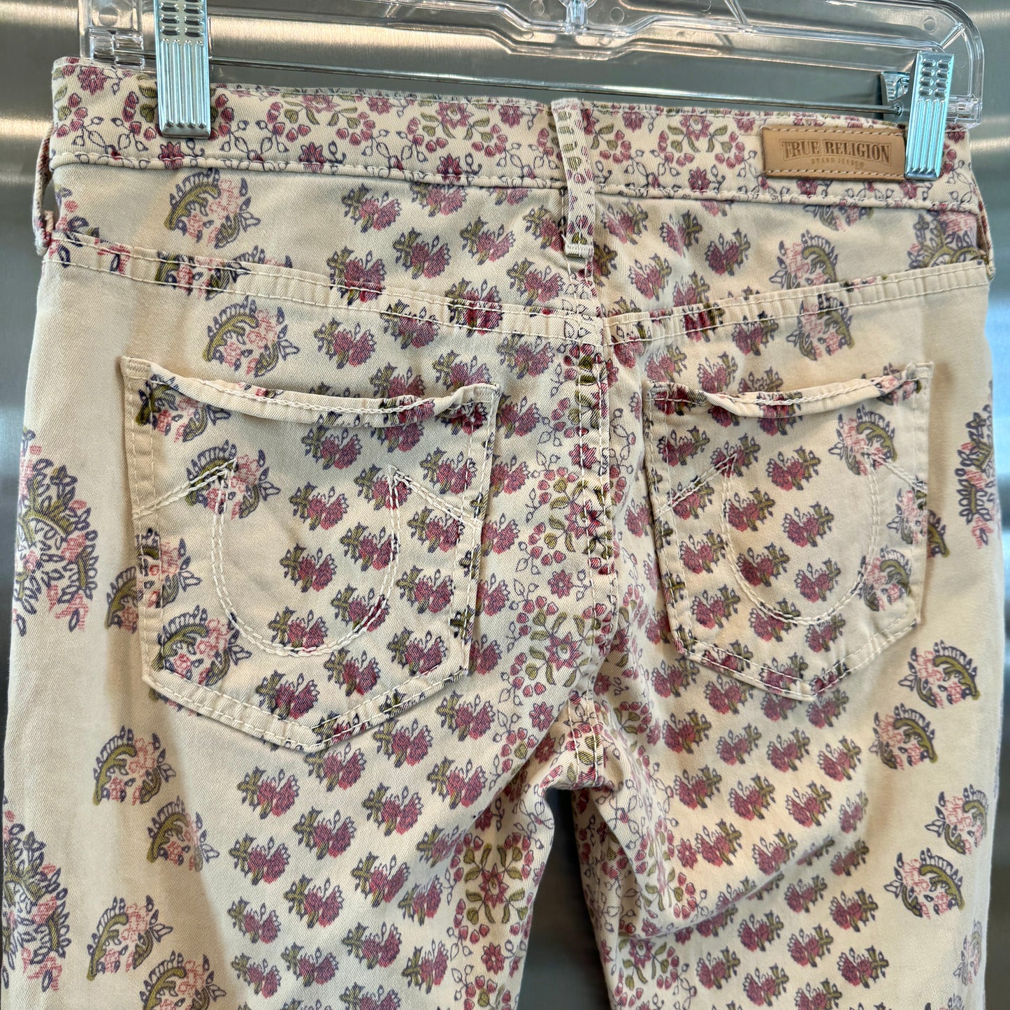 True Religion Victoria Bohemian Skinny Twill Jeans Floral Rustic Pre-Owned