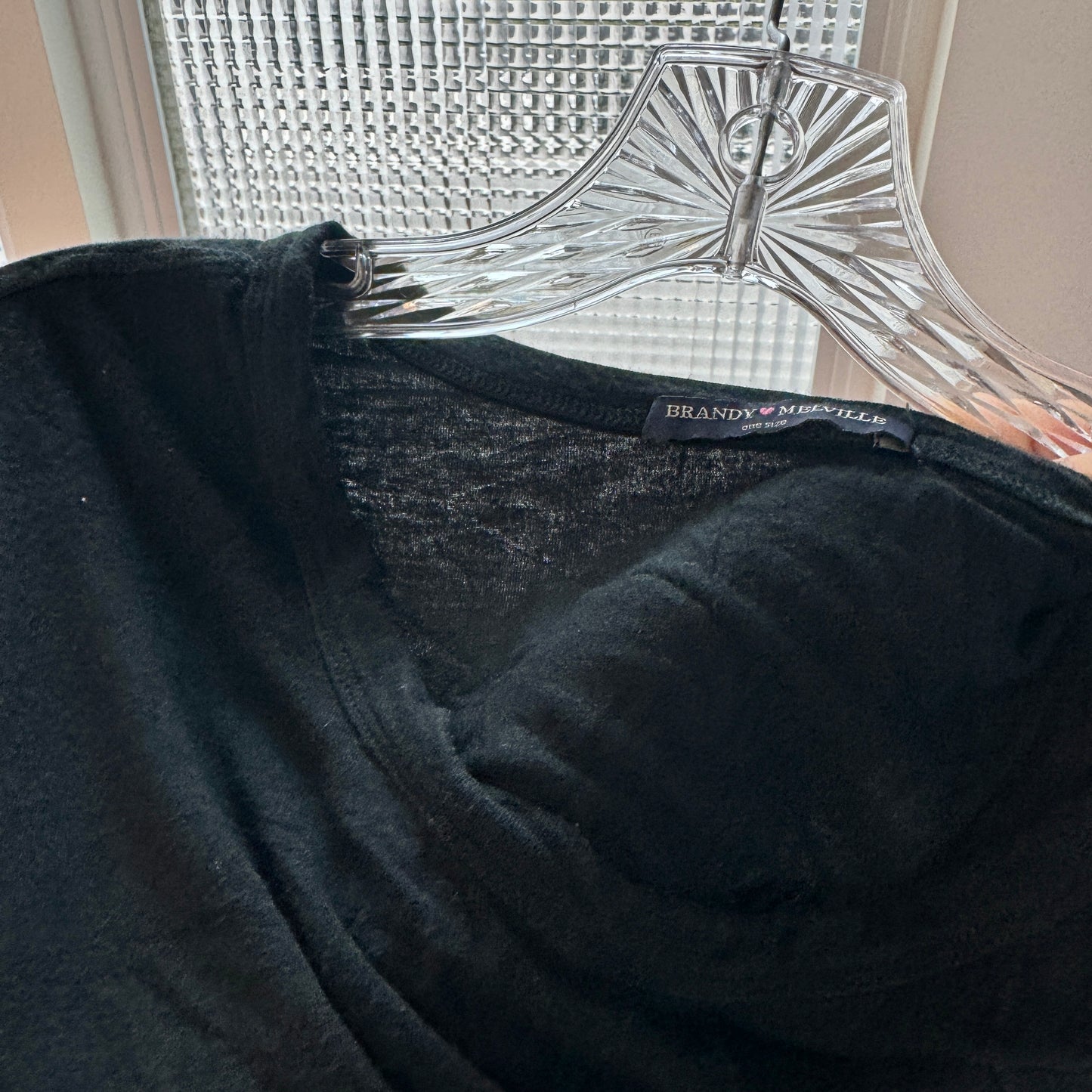 Brandy Melville Don’t Go Too Far Stay Who You Are Black Embroidered Tee Shirt * Pre-Owned