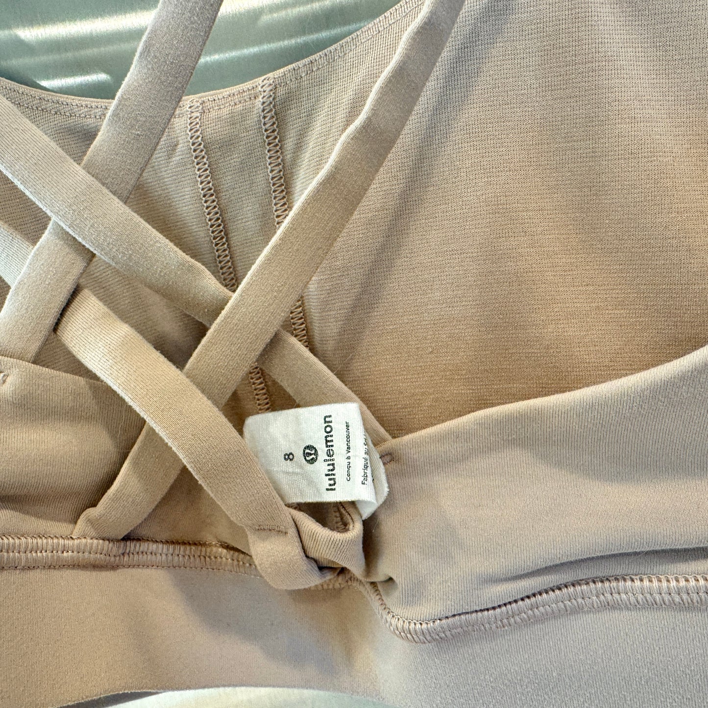 Lululemon Energy Sports Bra Tan Nude Beige Excellent Pre-Owned Condition * Used