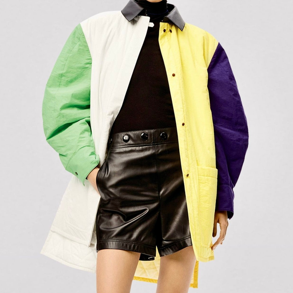 Loewe Padded Overshirt Multicolored Jacket Leather Collar Over shir multi