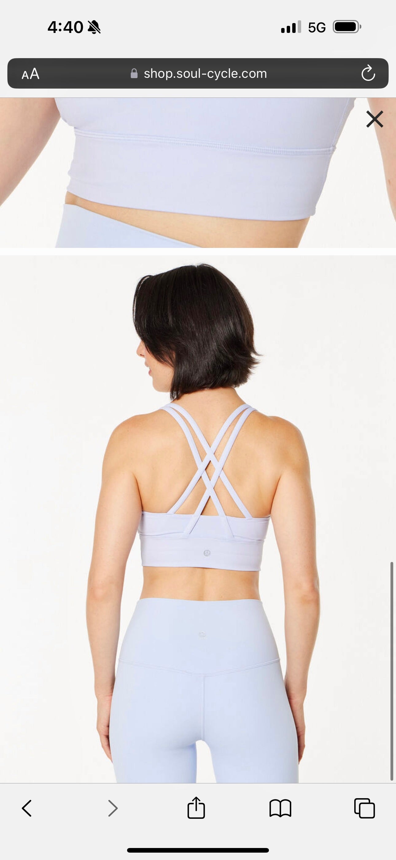 Lululemon Energy Long Sports Bra in Pastel Blue Light Purple Soul Cycle