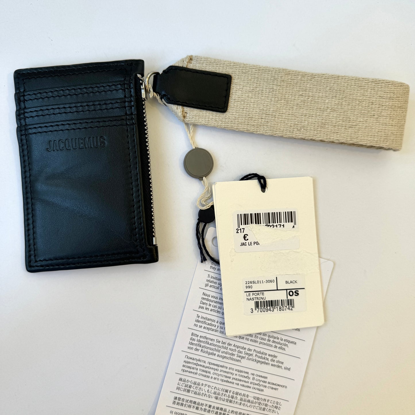 Jacquemus Le Porte Nastinu Wallet Cardholder Wristlet Keychain Black Leather