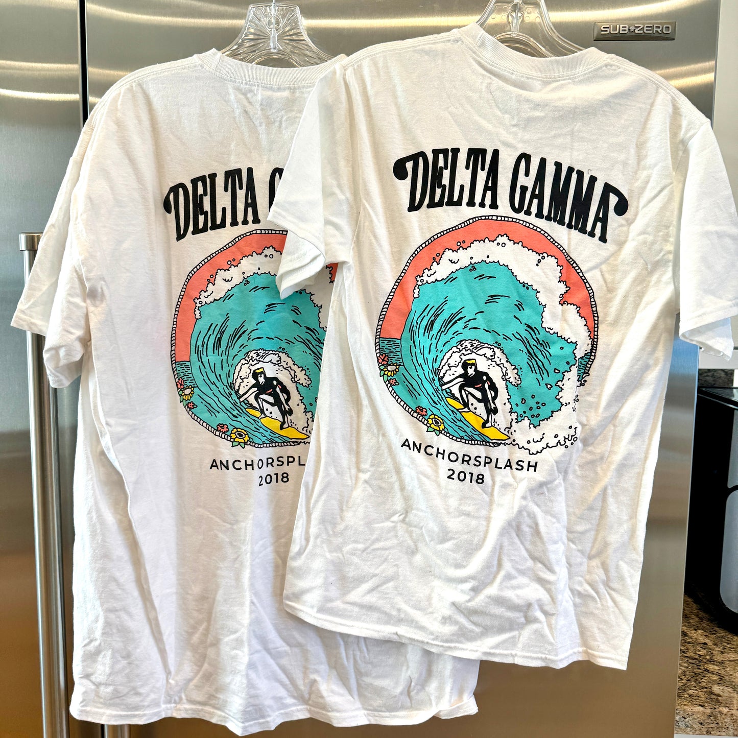 Delta Gamma BUNDLE 2 Shirts Anchor Like NEW Anchorsplash Sorority T White