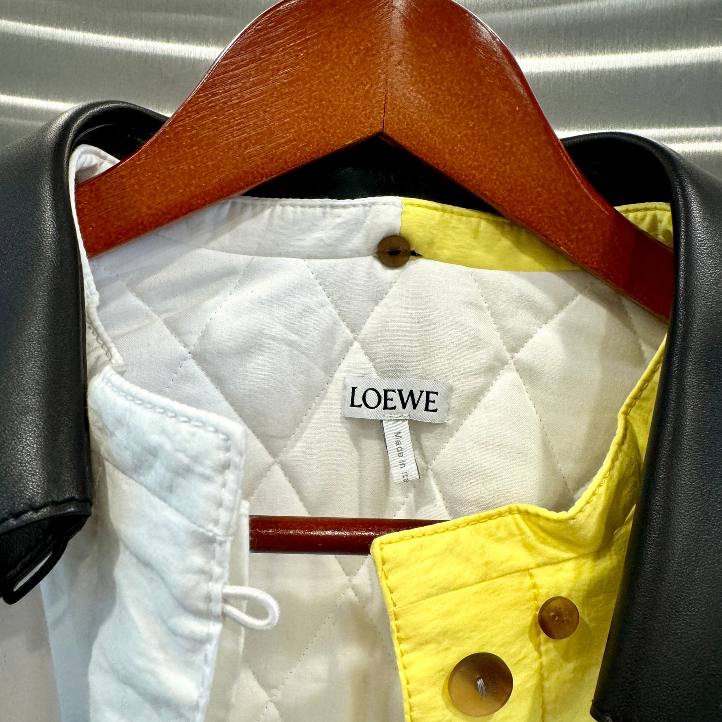 Loewe Padded Overshirt Multicolored Jacket Leather Collar Over shir multi
