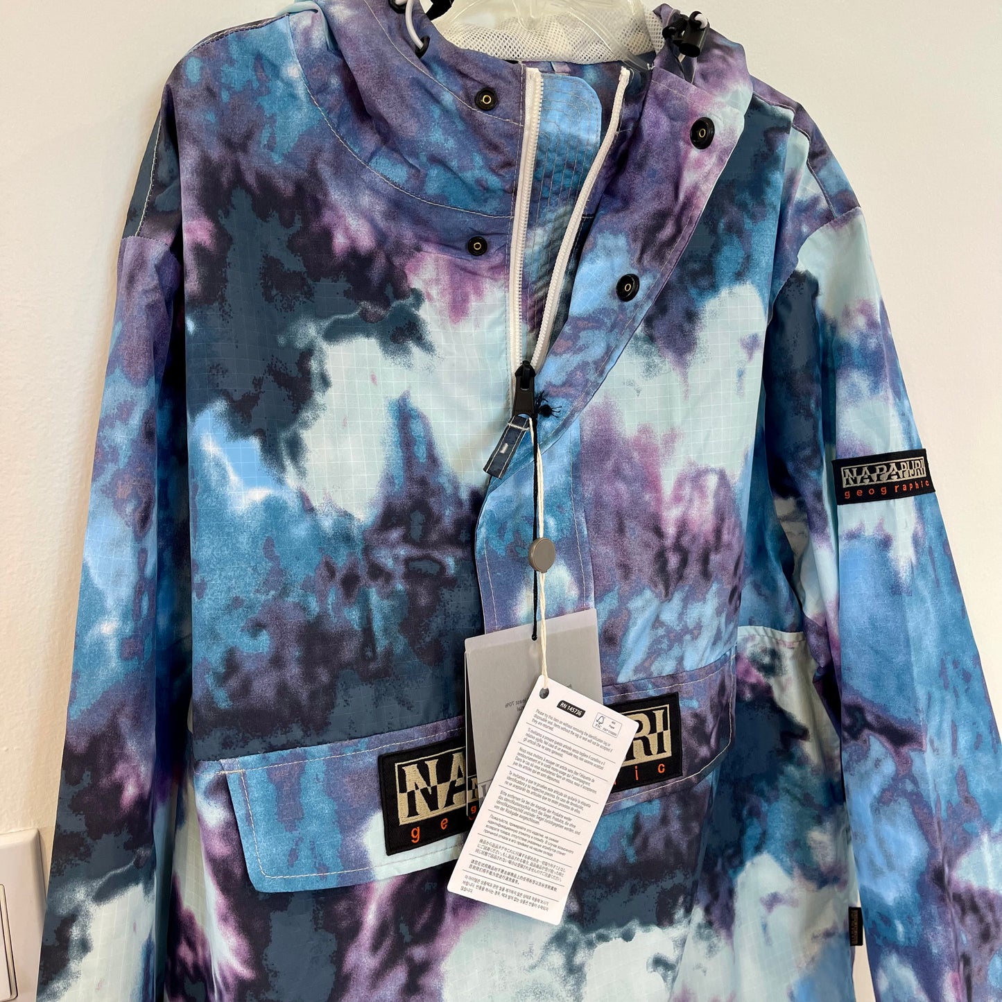 Napapijri Freestrider AOP Anorak pullover Blue tie dye jacket