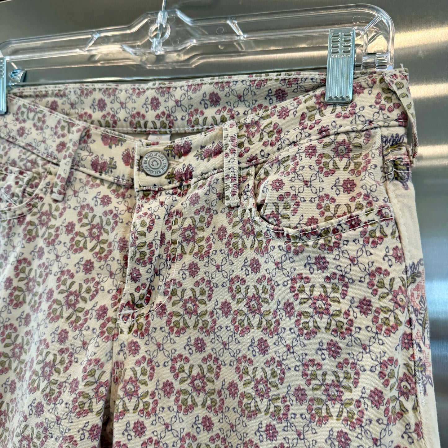 True Religion Victoria Bohemian Skinny Twill Jeans Floral Rustic Pre-Owned