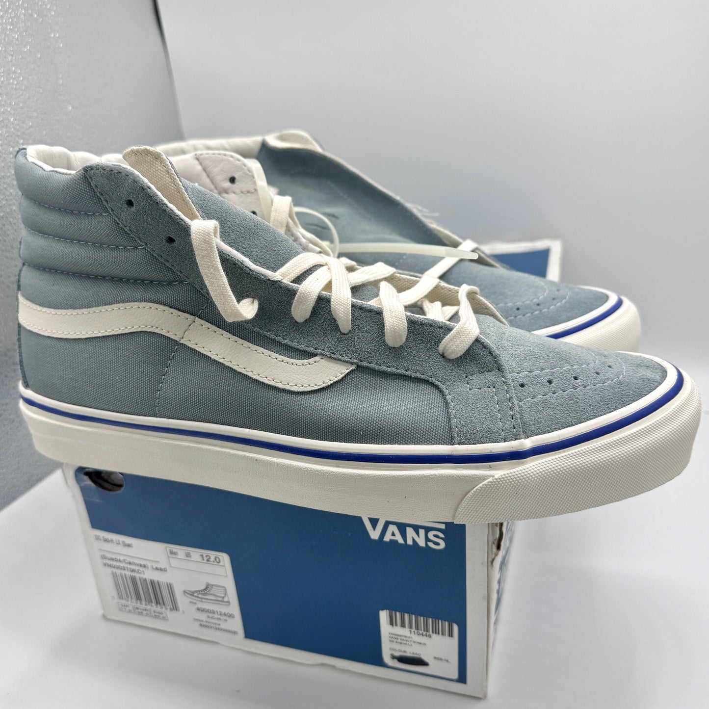 Vans OG Sk8 Hi LX Classic Skate Shoe in Lead Blue