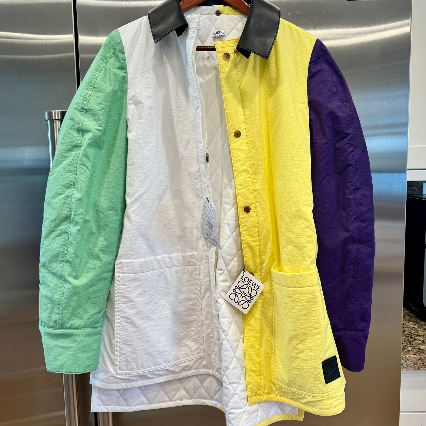 Loewe Padded Overshirt Multicolored Jacket Leather Collar Over shir multi