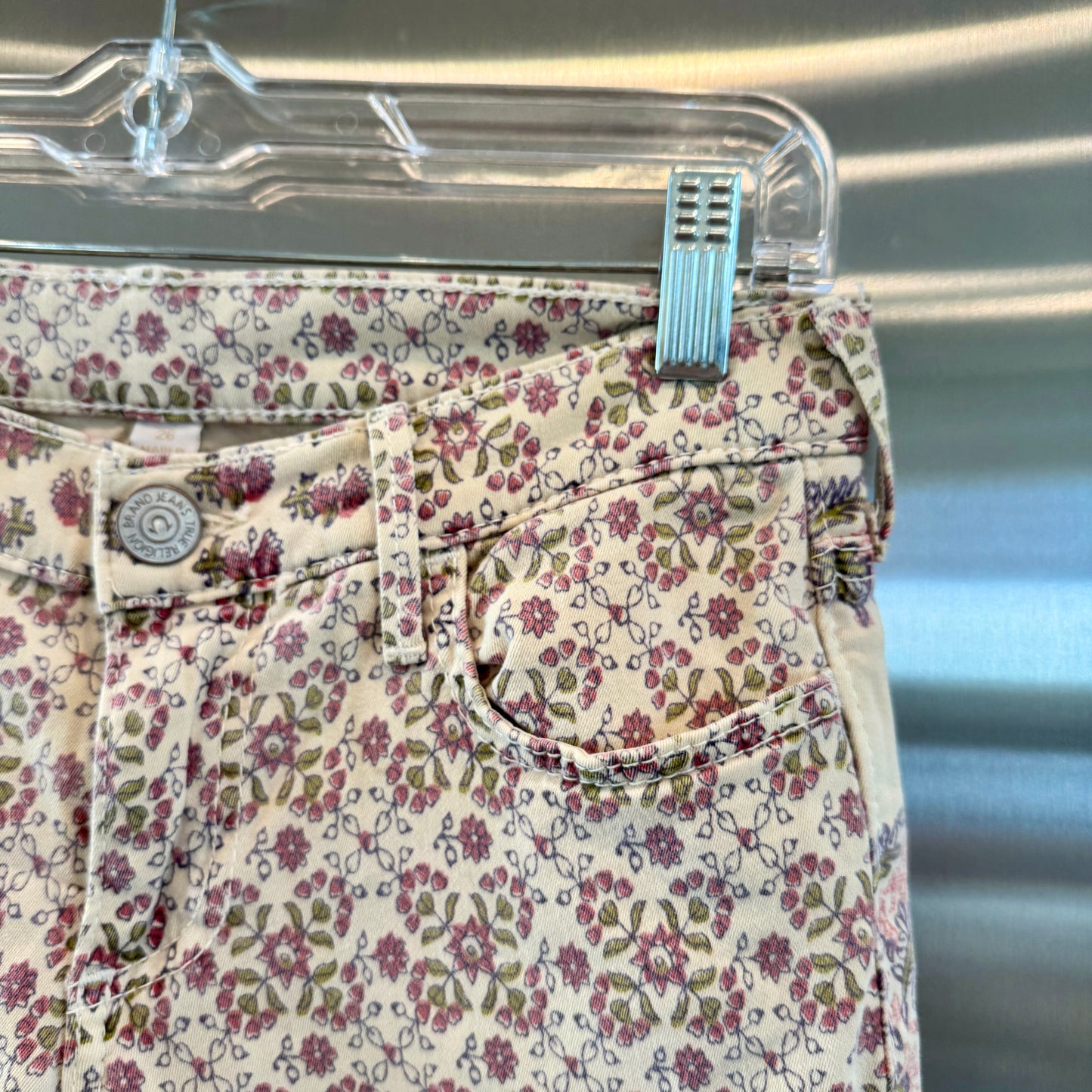 True Religion Victoria Bohemian Skinny Twill Jeans Floral Rustic Pre-Owned