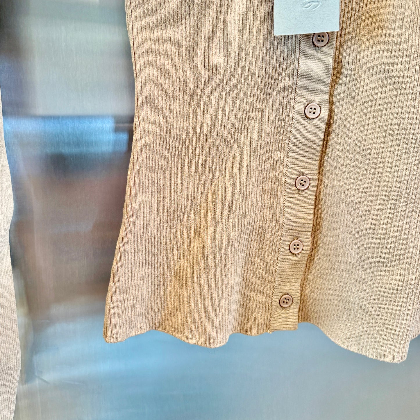 Staud Craftsman Sweater Camel Tan Beige Off Shoulder