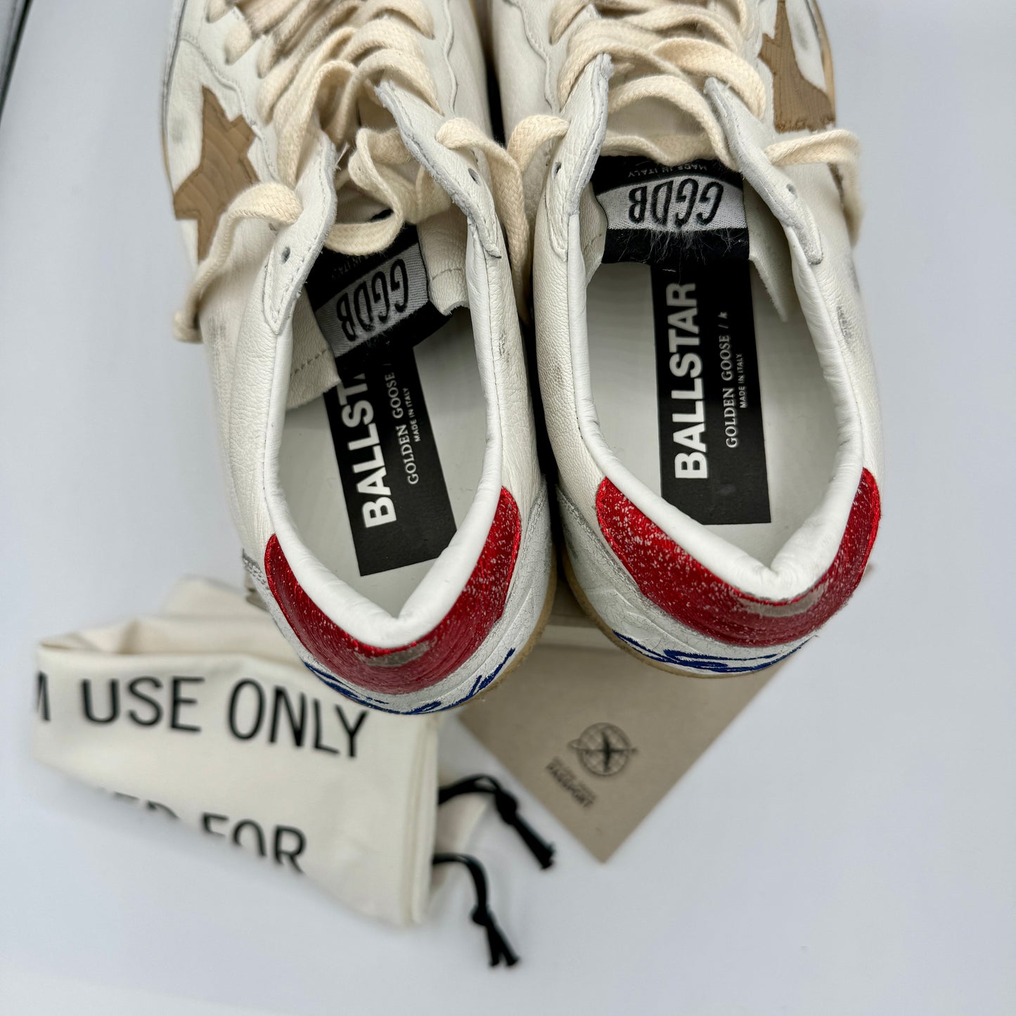Golden Goose Ballstar Women’s sneakers white red beige leather distressed