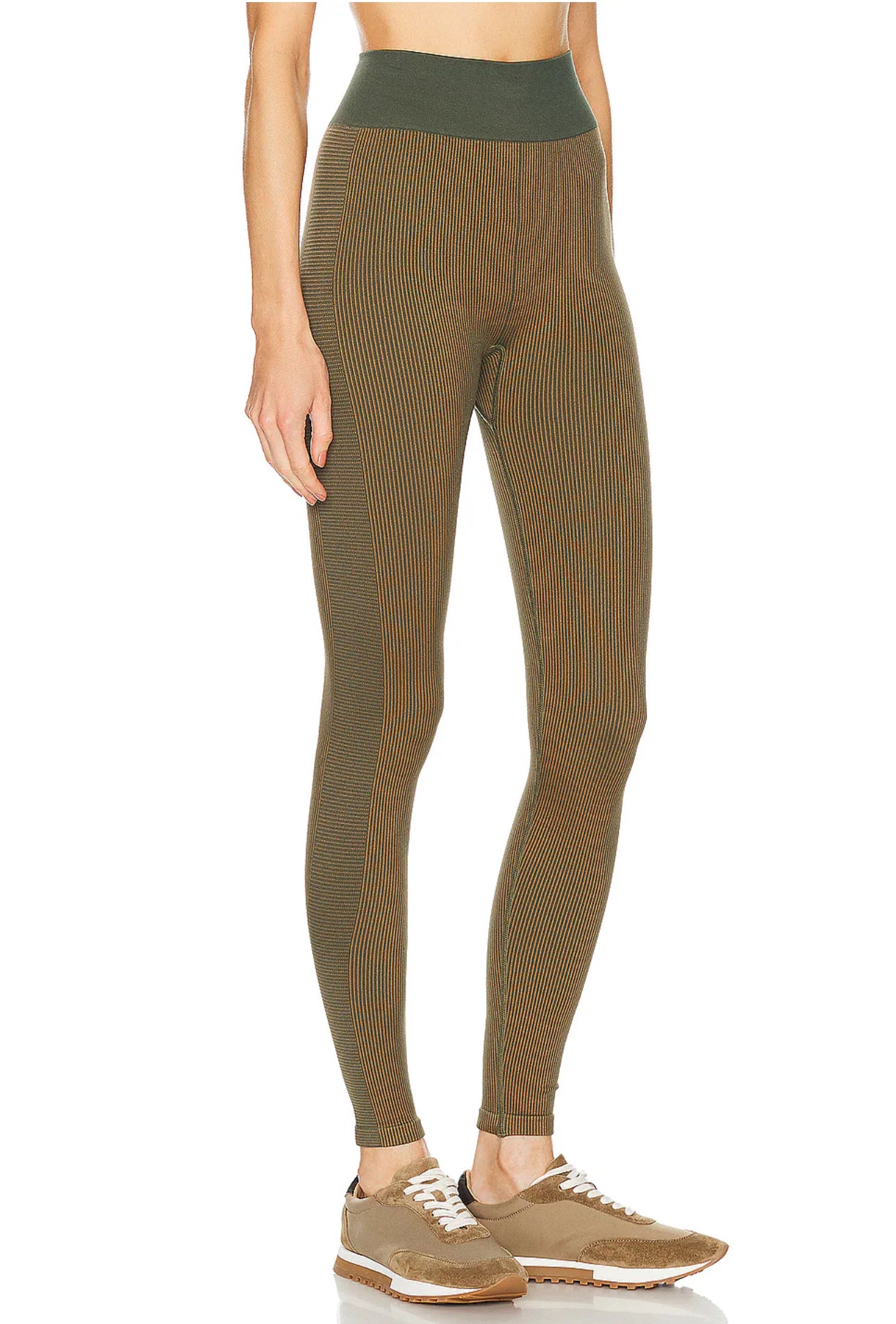 The Upside SET Seamless Ballet Bra and Ribbed Leggings in Khaki