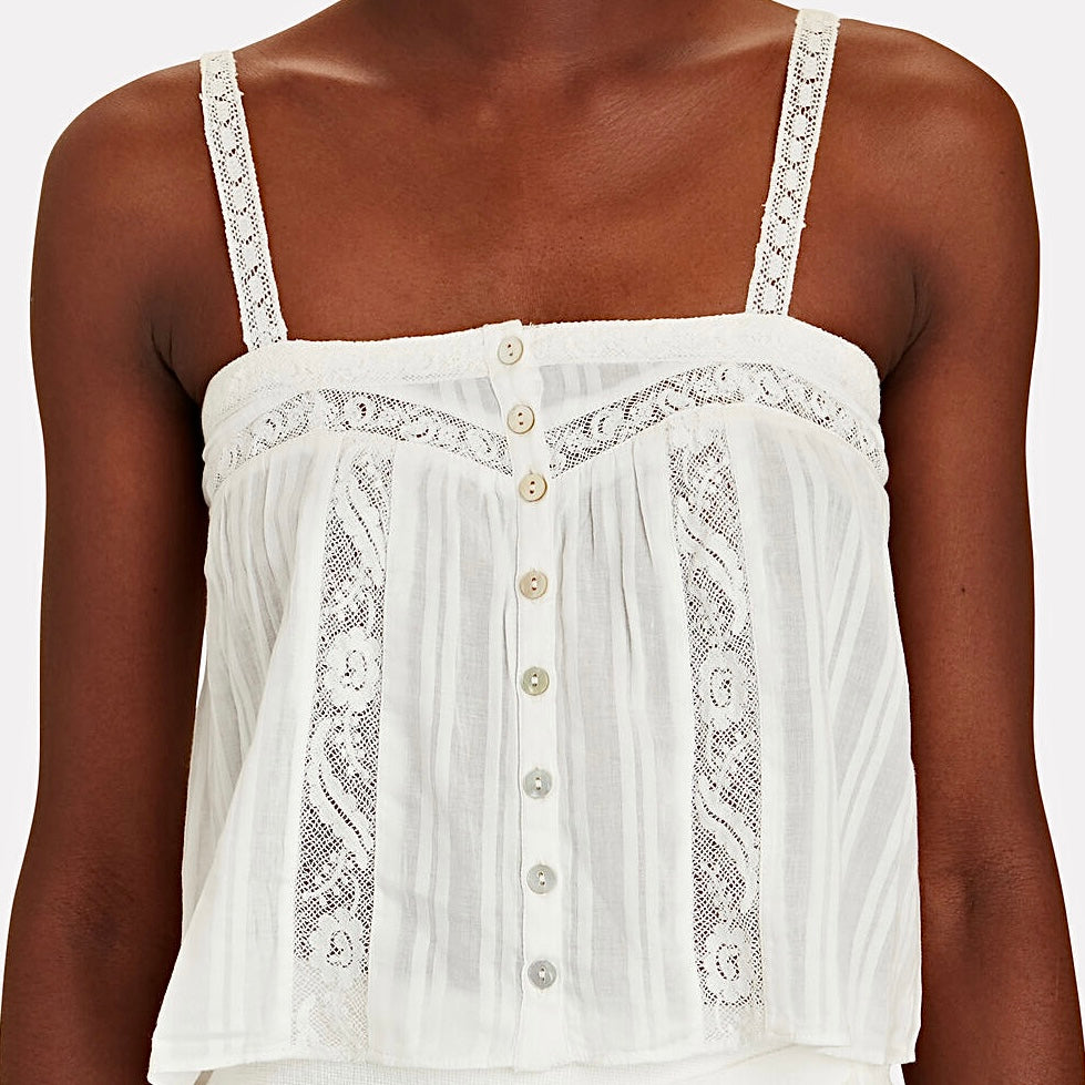 LoveShackFancy Maitri Tank Top true white floral lace LSF brand new