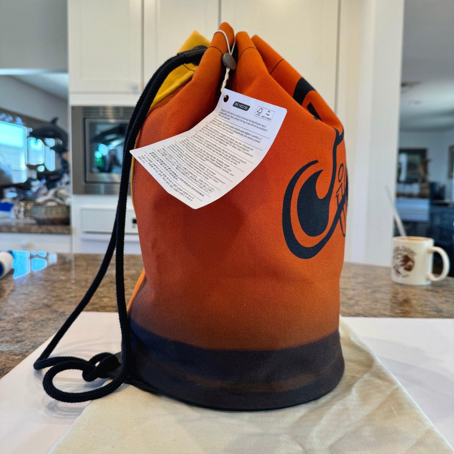 Loewe Large Sailor Bag Paula's Ibiza Yellow Orange Logo Leather Canvas Purse