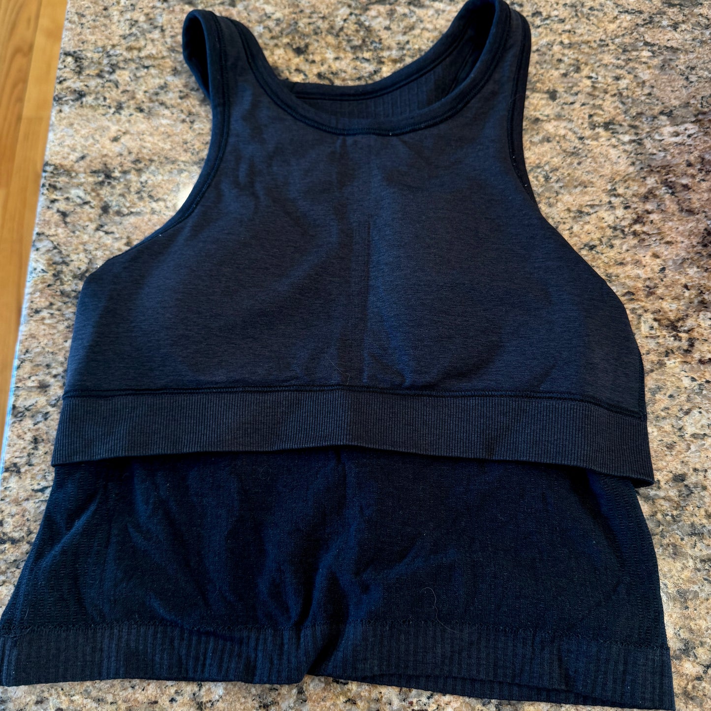 Lululemon Ebb to Street Ribbed Racerback Crop Tank Top Black / Dark Grey * Pre-Owned