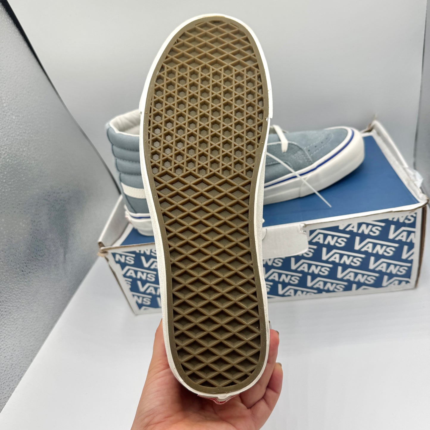 Vans OG Sk8 Hi LX Classic Skate Shoe in Lead Blue