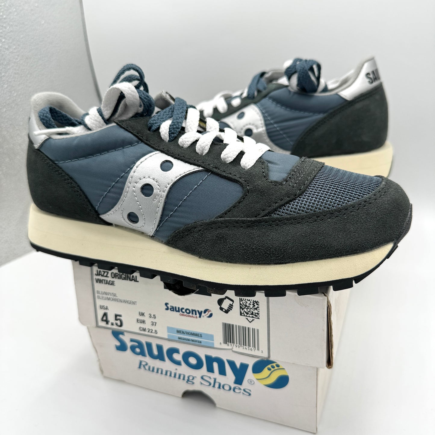 Saucony Jazz Vintage Classic Sneakers Navy Blue White Silver Original Runners