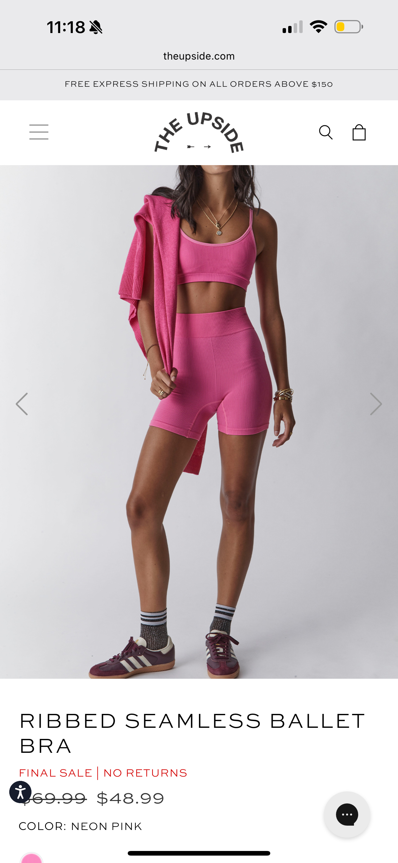 The Upside Ribbed Seamless Ballet Bra in Pink