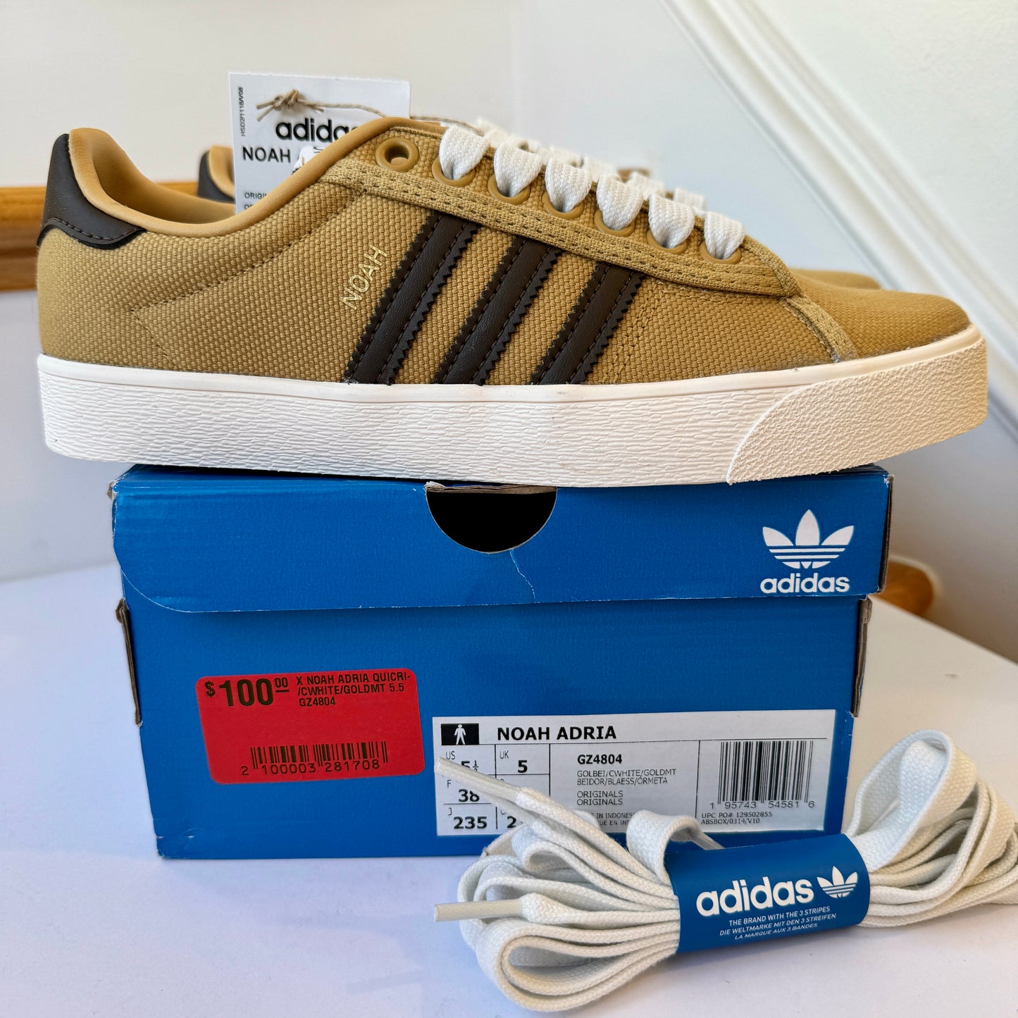 Adidas x Noah Adria Collab Sneakers in  Golden Beige Tan Brown Shoes