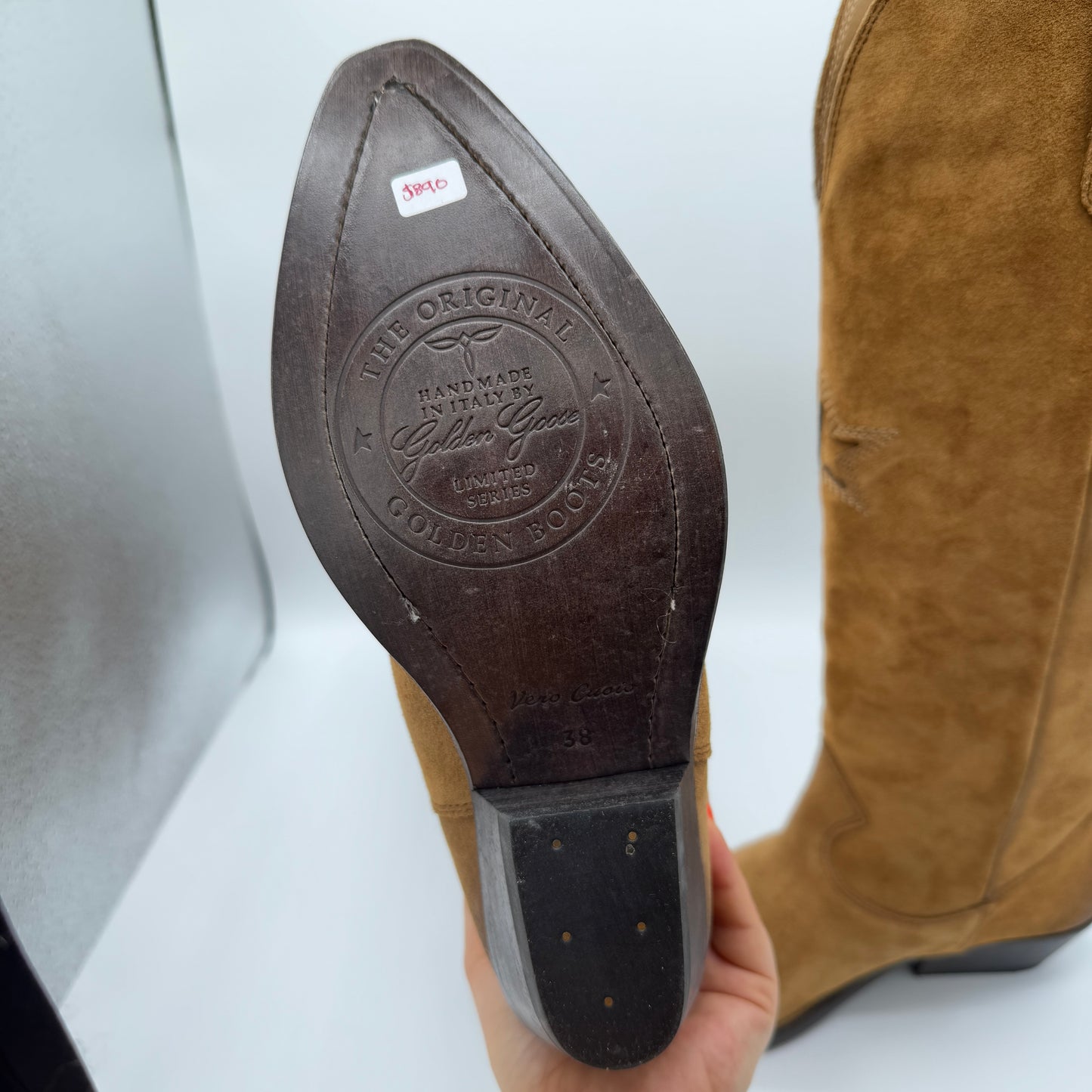 Golden Goose Wish Star Suede Leather Boots in Cognac Brown
