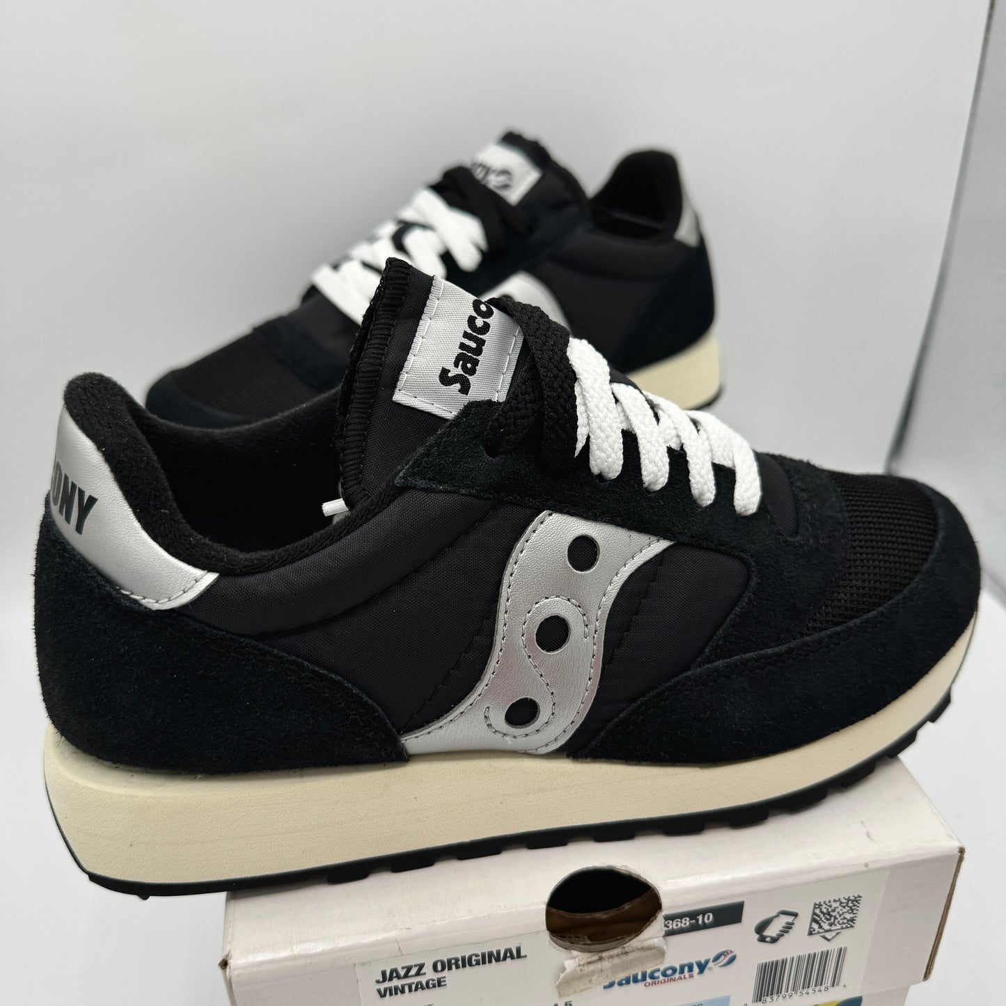 Saucony Jazz Vintage Classic Sneakers Black White Silver Original Runners
