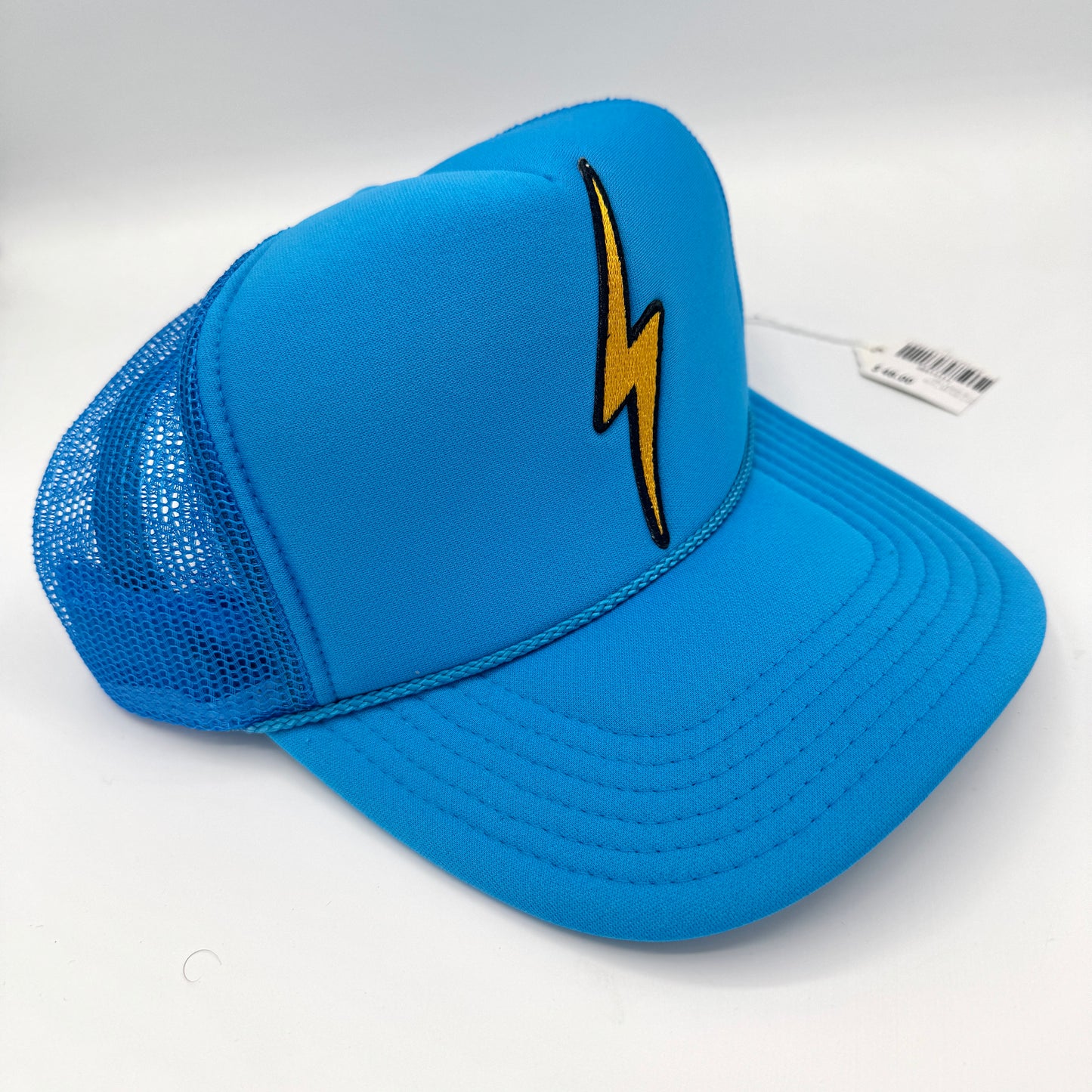Aviator Nation Trucker Bolt Hat Neon Blue embroidered lightning patch cap