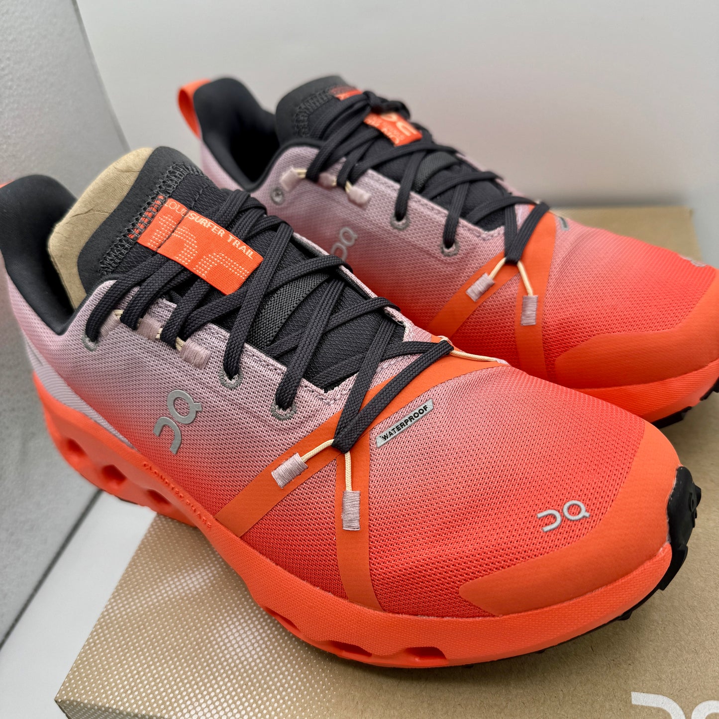 On Running Cloudsurfer Trail WP Waterproof Women’s Shoes Orange Grey Black