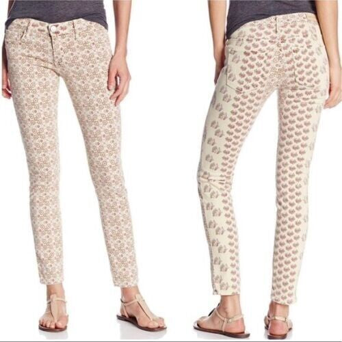 True Religion Victoria Bohemian Skinny Twill Jeans Floral Rustic Pre-Owned