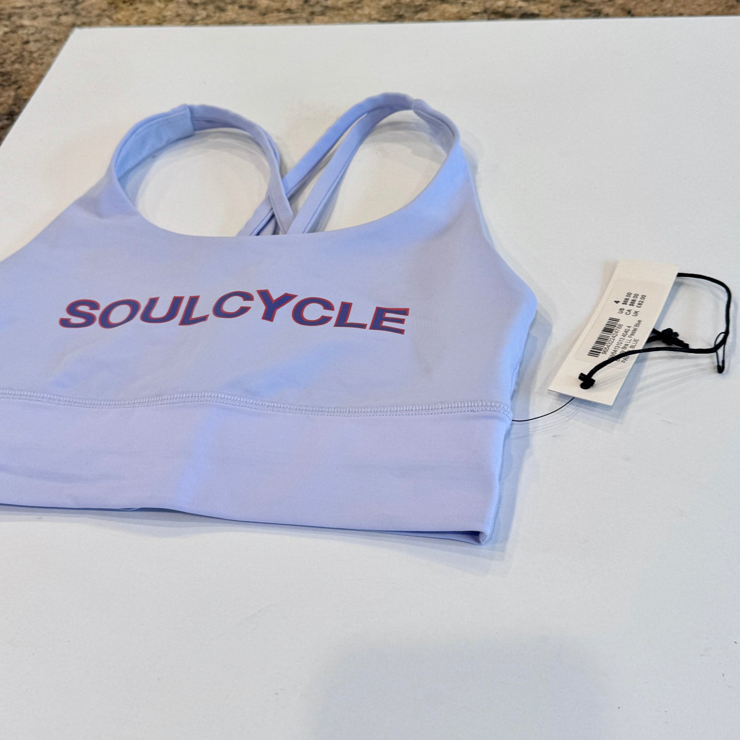Lululemon Energy Long Sports Bra in Pastel Blue Light Purple Soul Cycle
