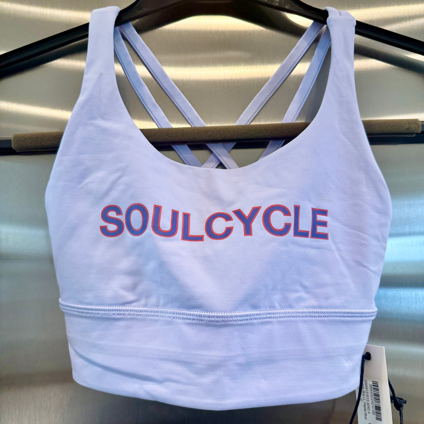 Lululemon Energy Long Sports Bra in Pastel Blue Light Purple Soul Cycle