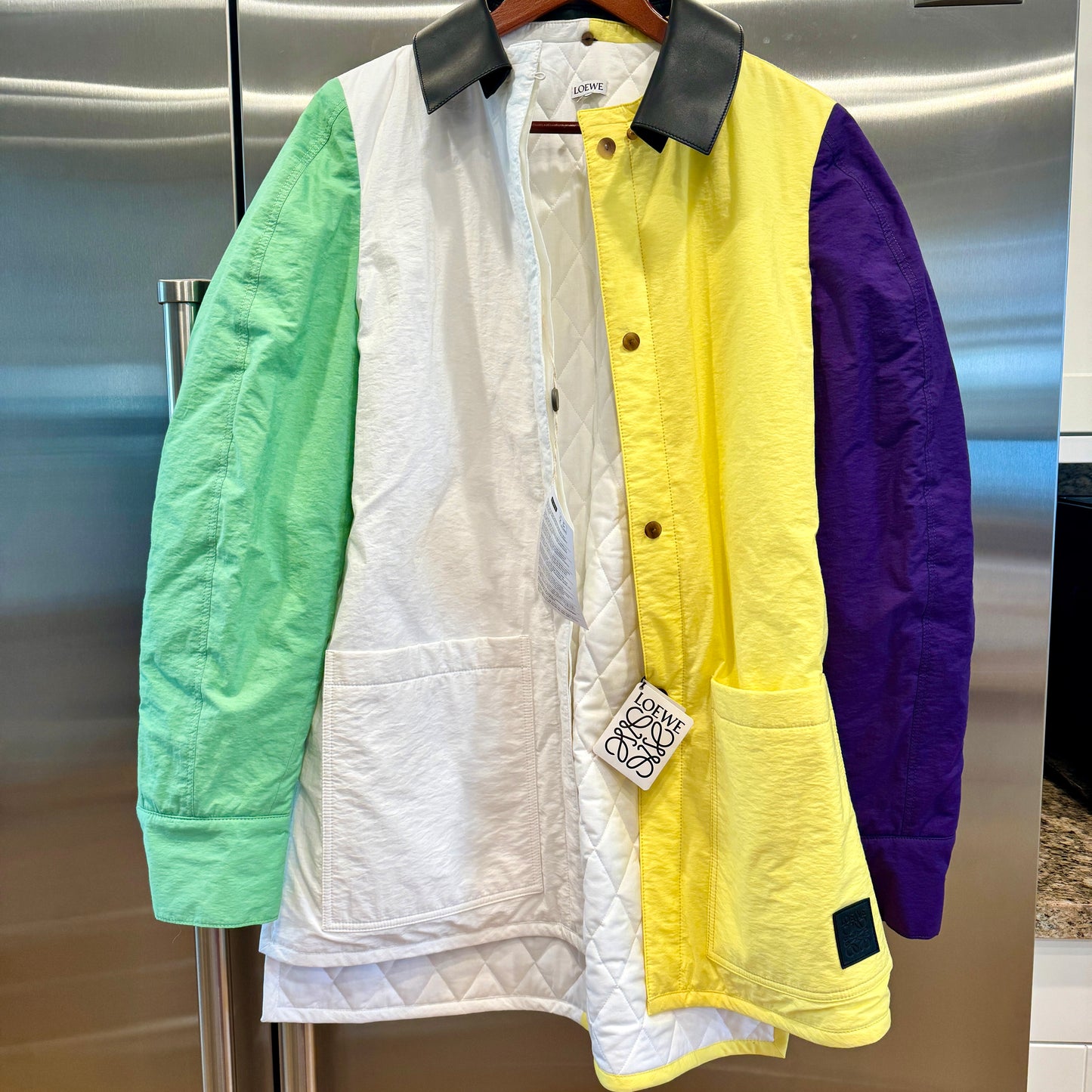 Loewe Padded Overshirt Multicolored Jacket Leather Collar Over shir multi