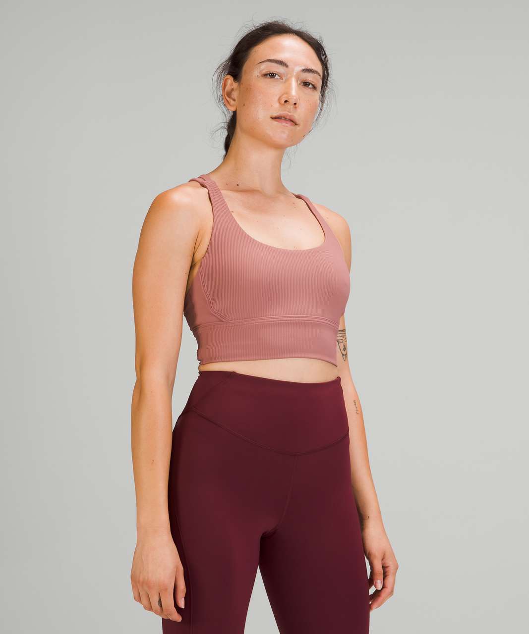 Lululemon Energy Bra in Ribbed Spiced Chai , Longline Soul Cycle Collab