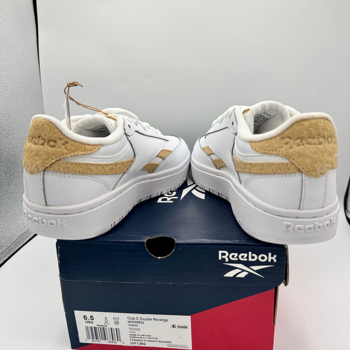 Reebok Women's Club C Double Platform Revenge Sneakers White / Tan Shoes
