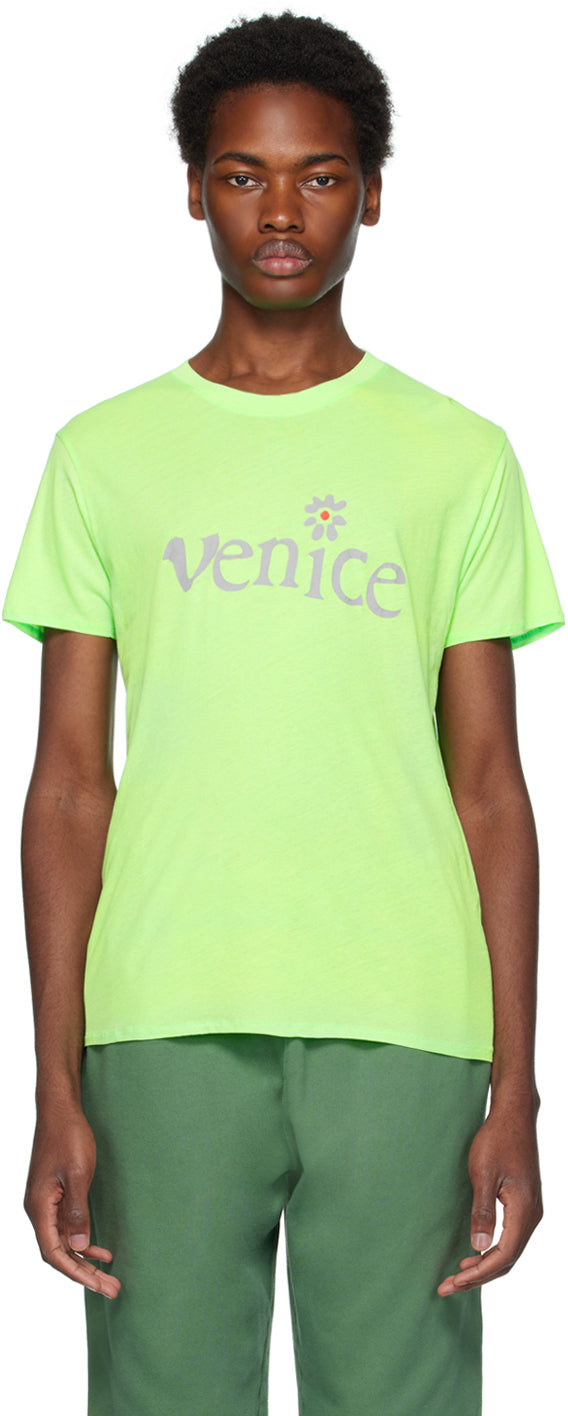 Erl Venice Green Tee Shirt Be Nice Print Unisex Signature Design Brand New