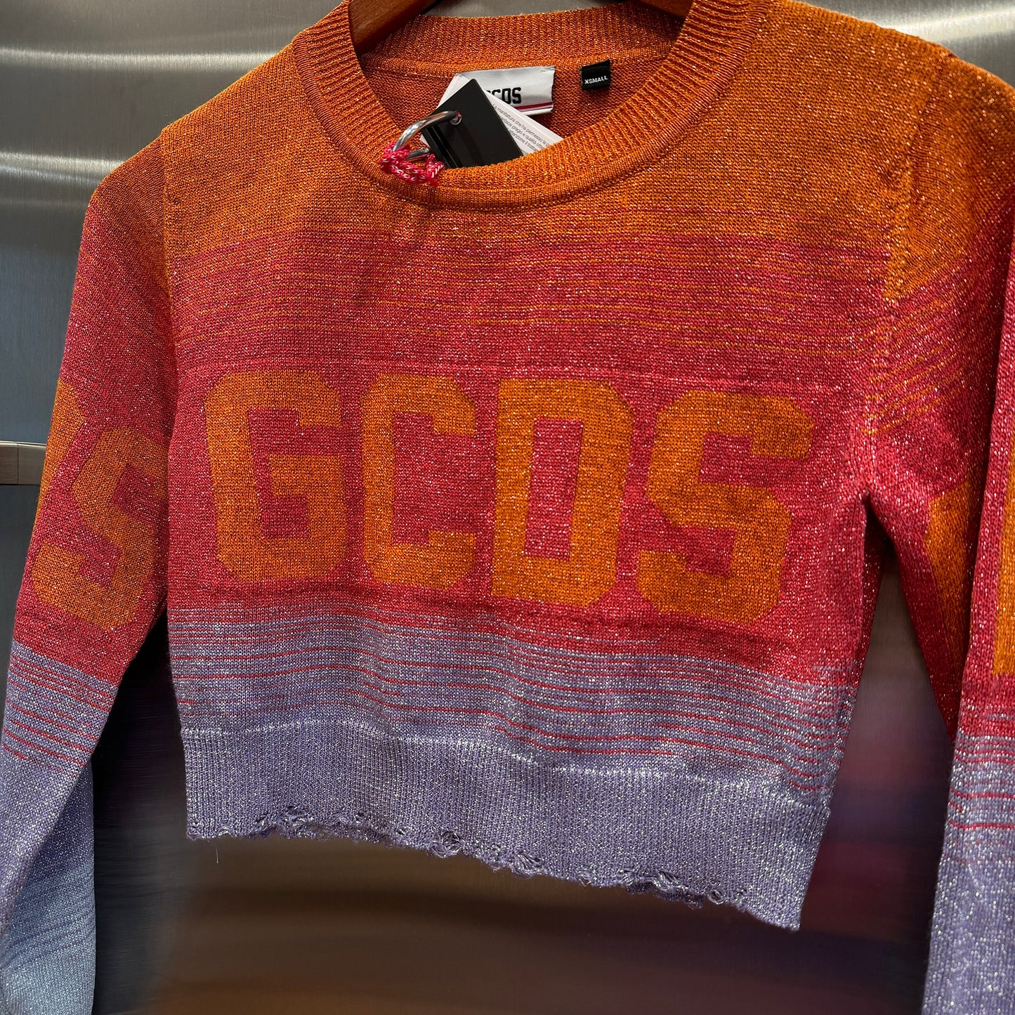GCDS Lurex Degrade Ombre Cropped Multicolor Sweater