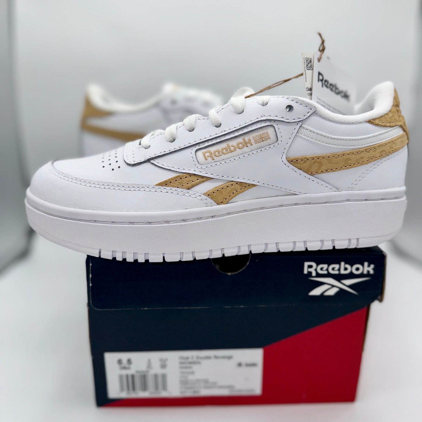 Reebok Women's Club C Double Platform Revenge Sneakers White / Tan Shoes